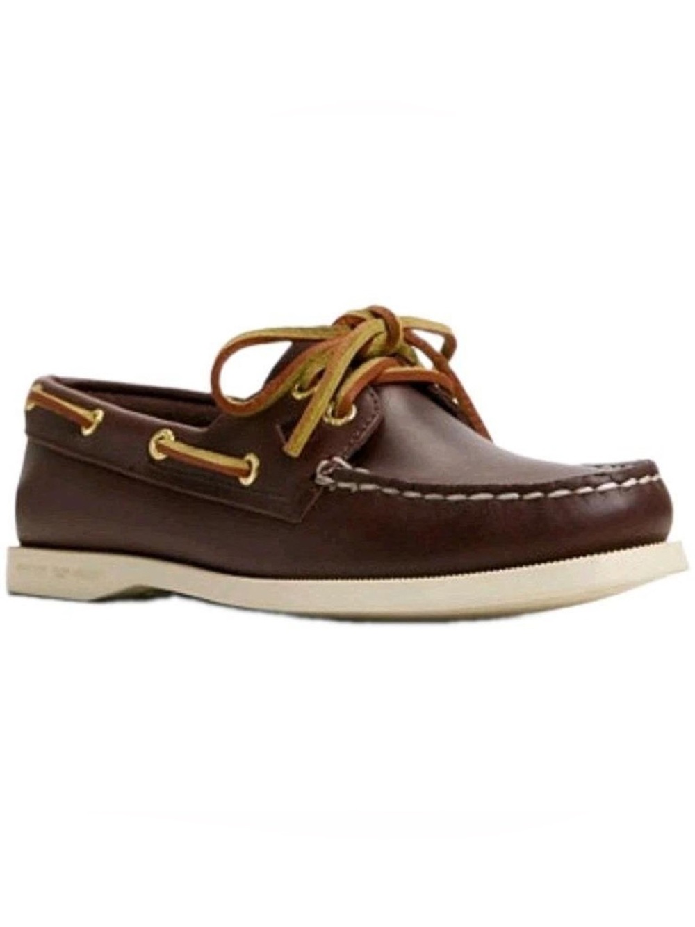 Sperry Brown Leather Boat Loafers with Two-Tone Laces